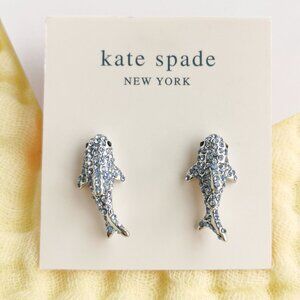 Authentic Kate Spade California Dreaming Shark Blue Silver Stud Earrings